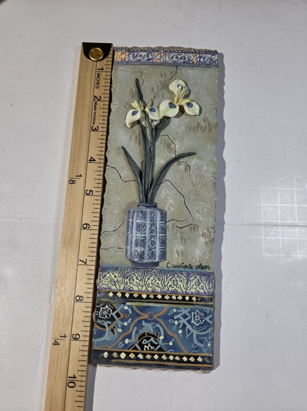 Wall Art Tile Panel with Yellow Calla Lilies in Blue Vase By C. Winterle Olson - Picture 5 of 8